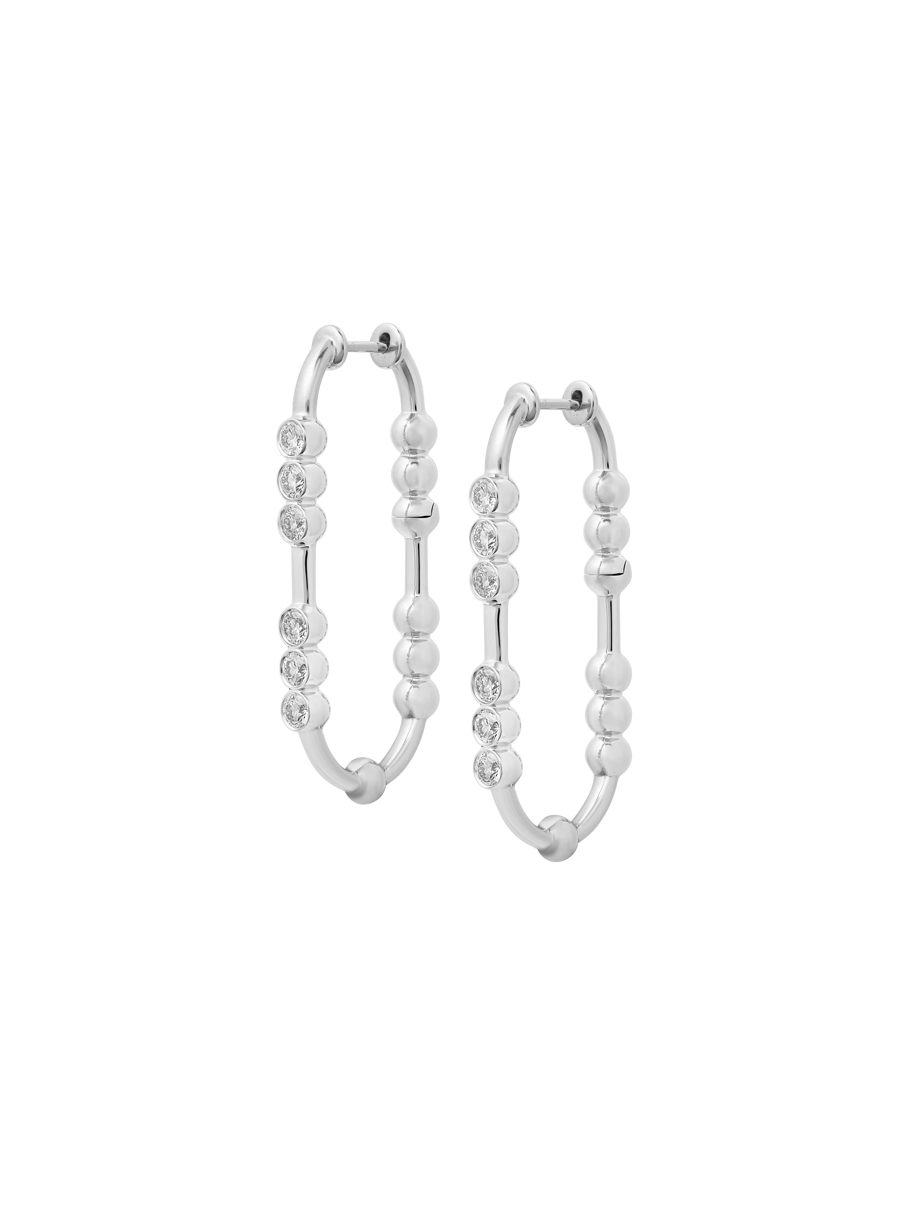 Markeli Major Hoop Diamond Earrings in 18K white gold with diamonds, State Property Arcane collection