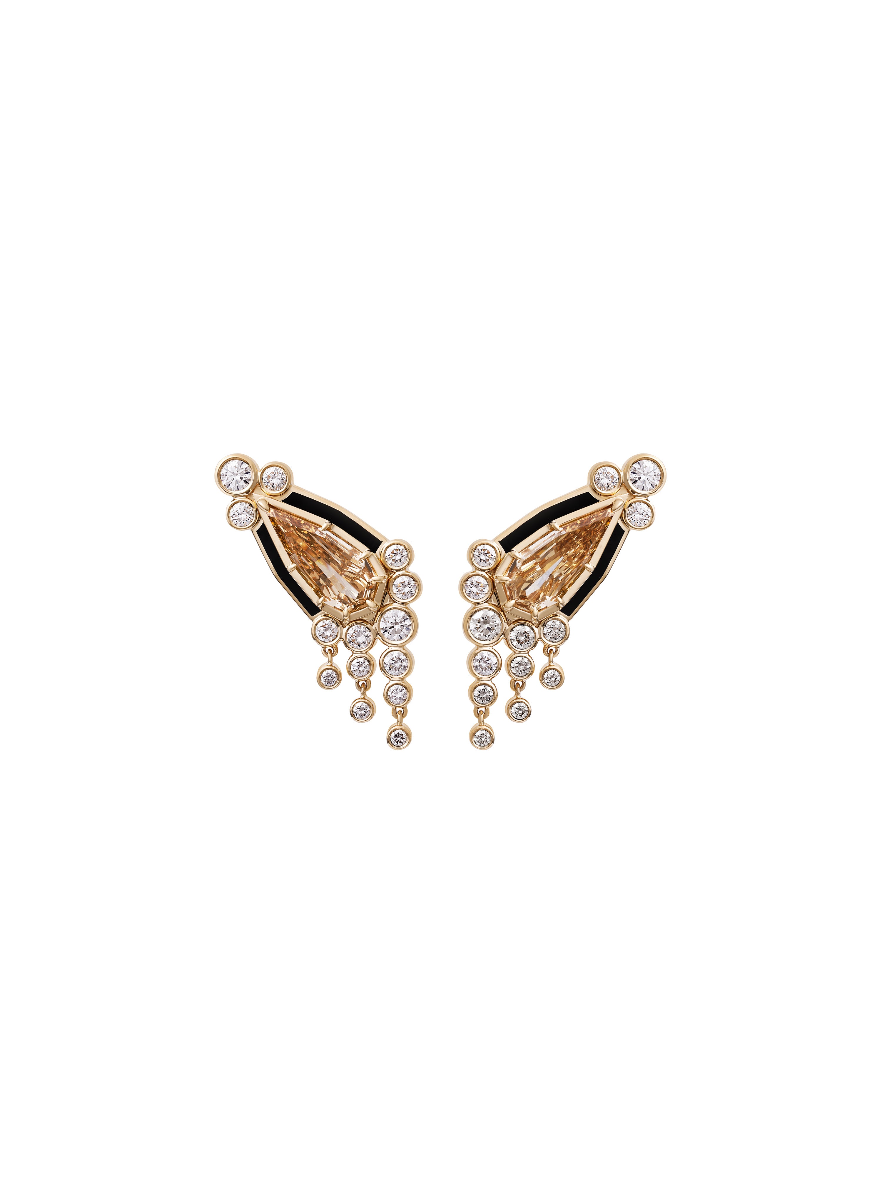 Sanssouci Bloom Honey Diamond Earrings in 18K yellow gold with step-cut pear-shaped honey diamonds, State Property Gardens collection