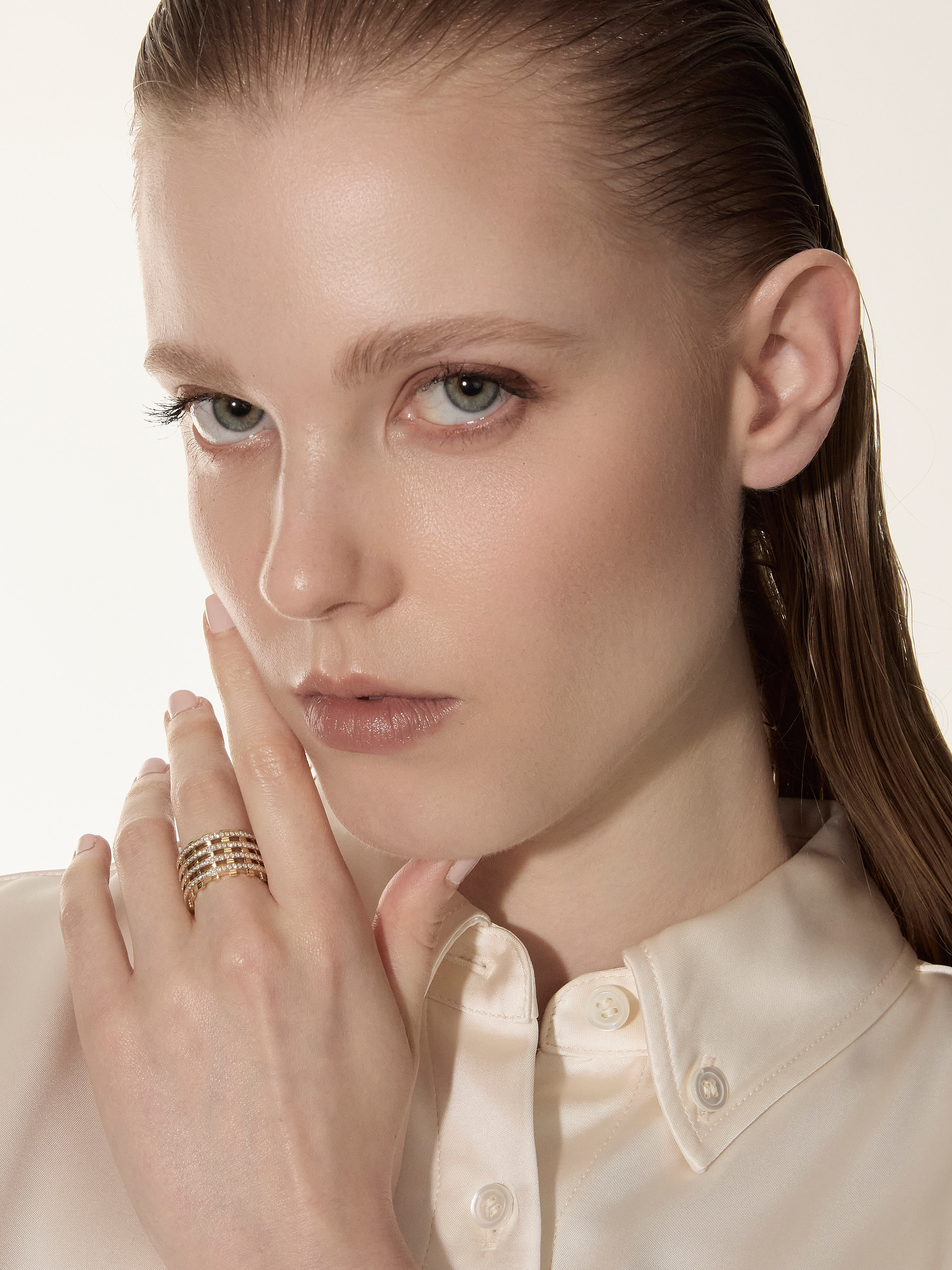 Railroad Twin Track Pavé Ring