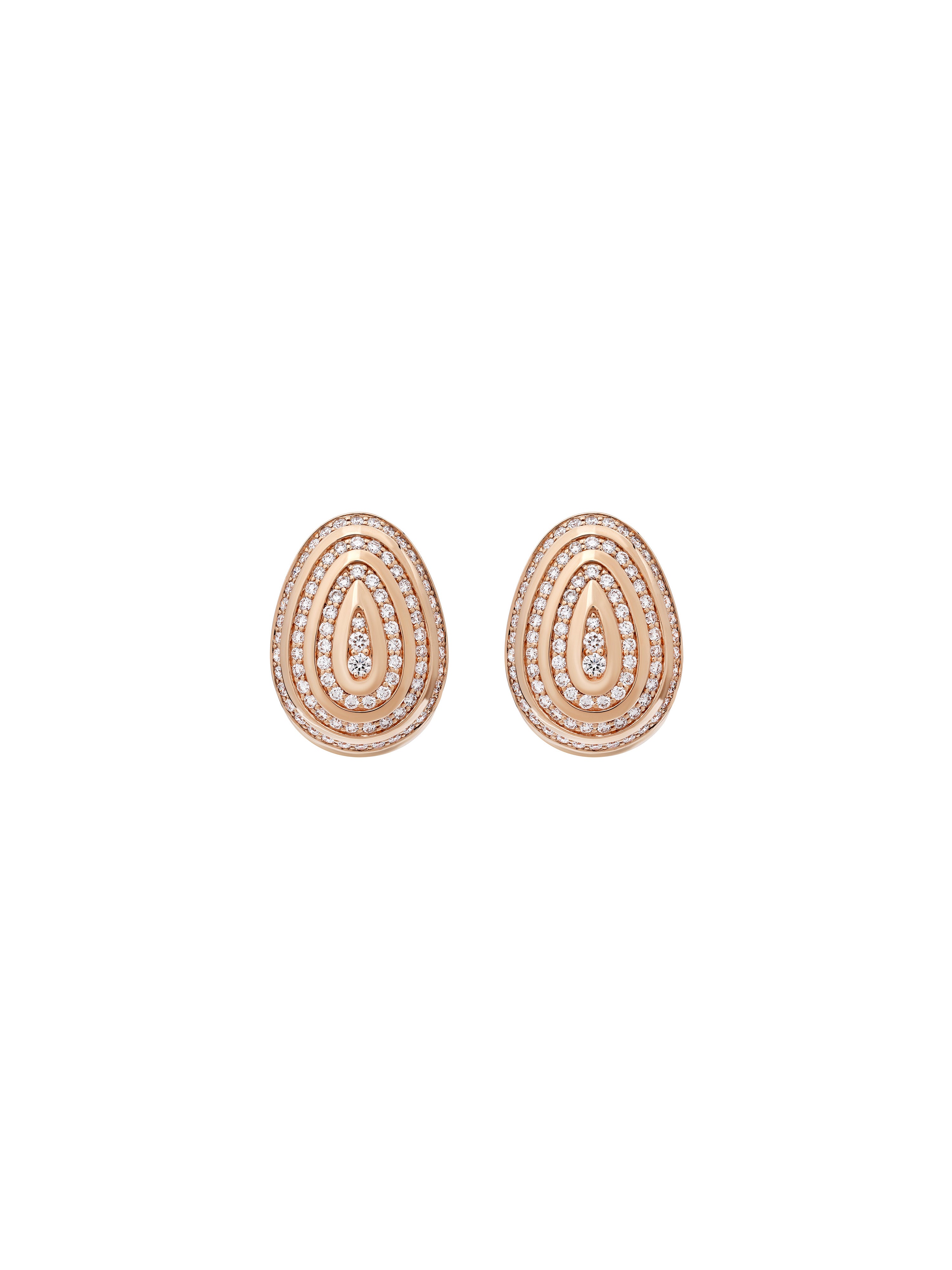 Cosmic Egg Diamond Orbit Earrings in 18K rose gold with pavé diamonds, State Property The Story of Everything collection