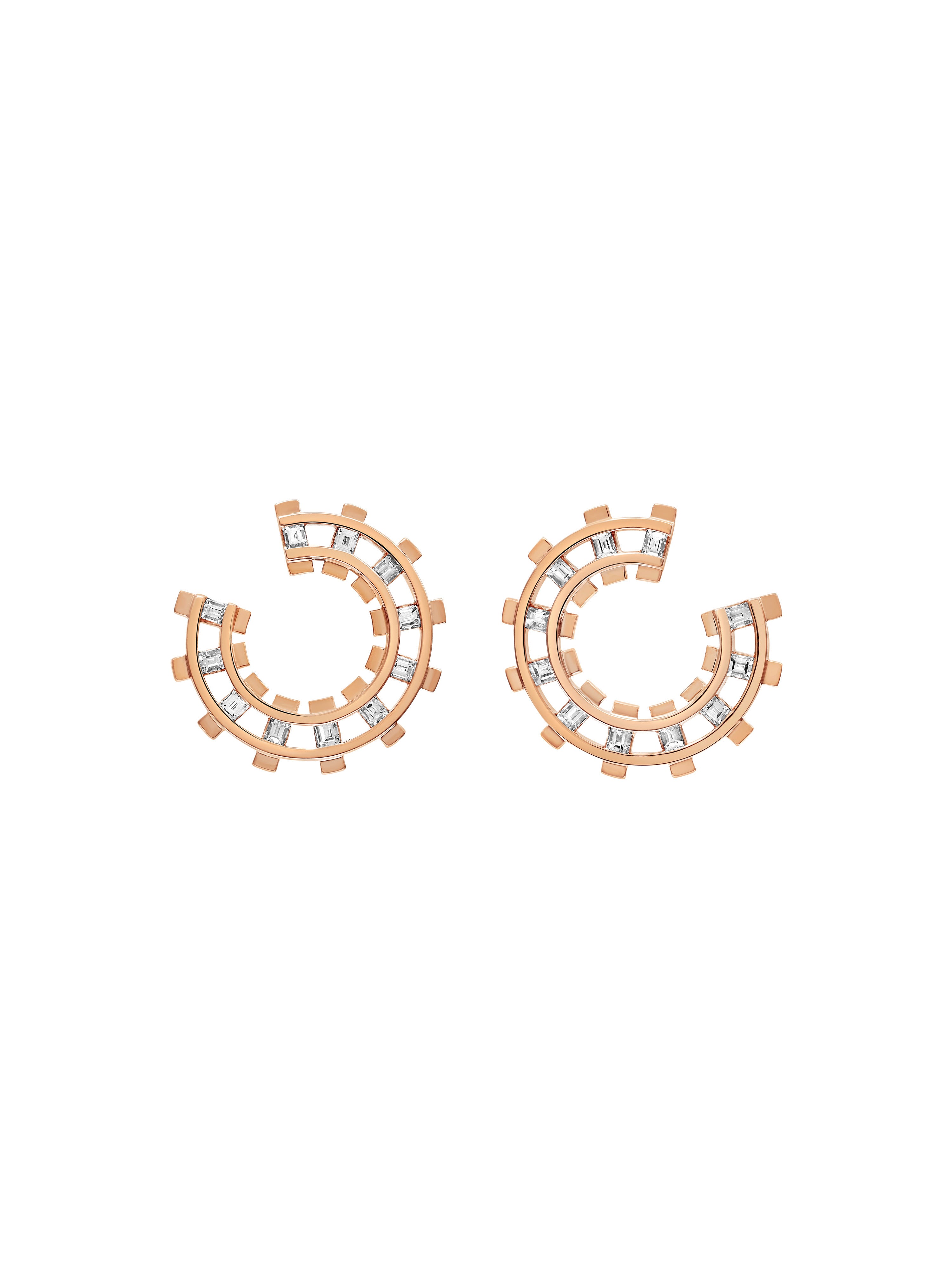 Railroad Diamond Loop Earrings