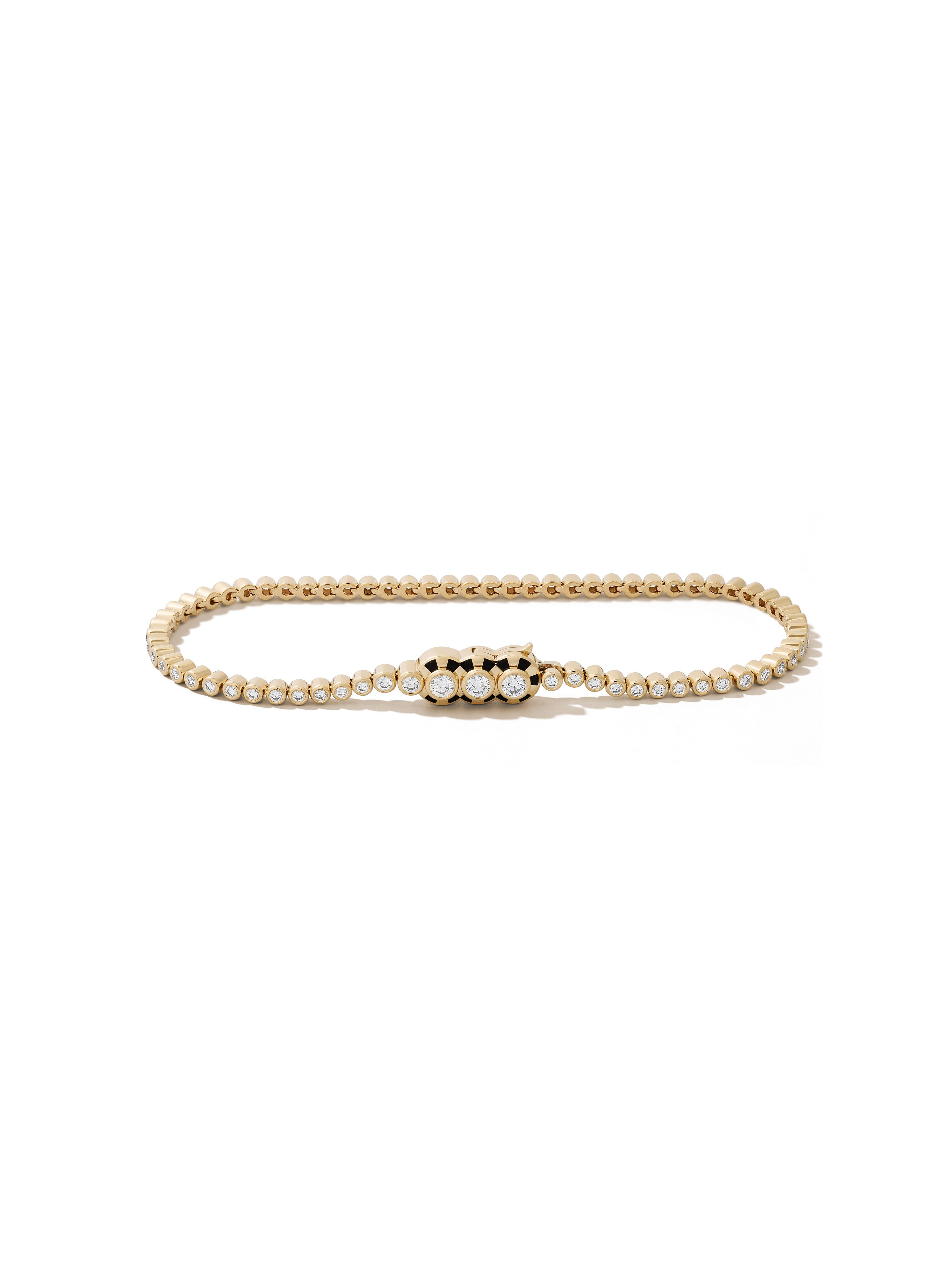 Lorenz Triplet Jet Black Diamond Tennis Bracelet in 18K yellow gold with diamonds and jet black enamel, State Property Voyager collection