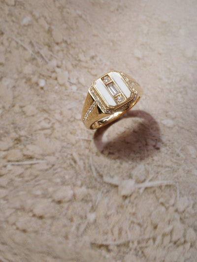 Miura Bone White Signet Ring