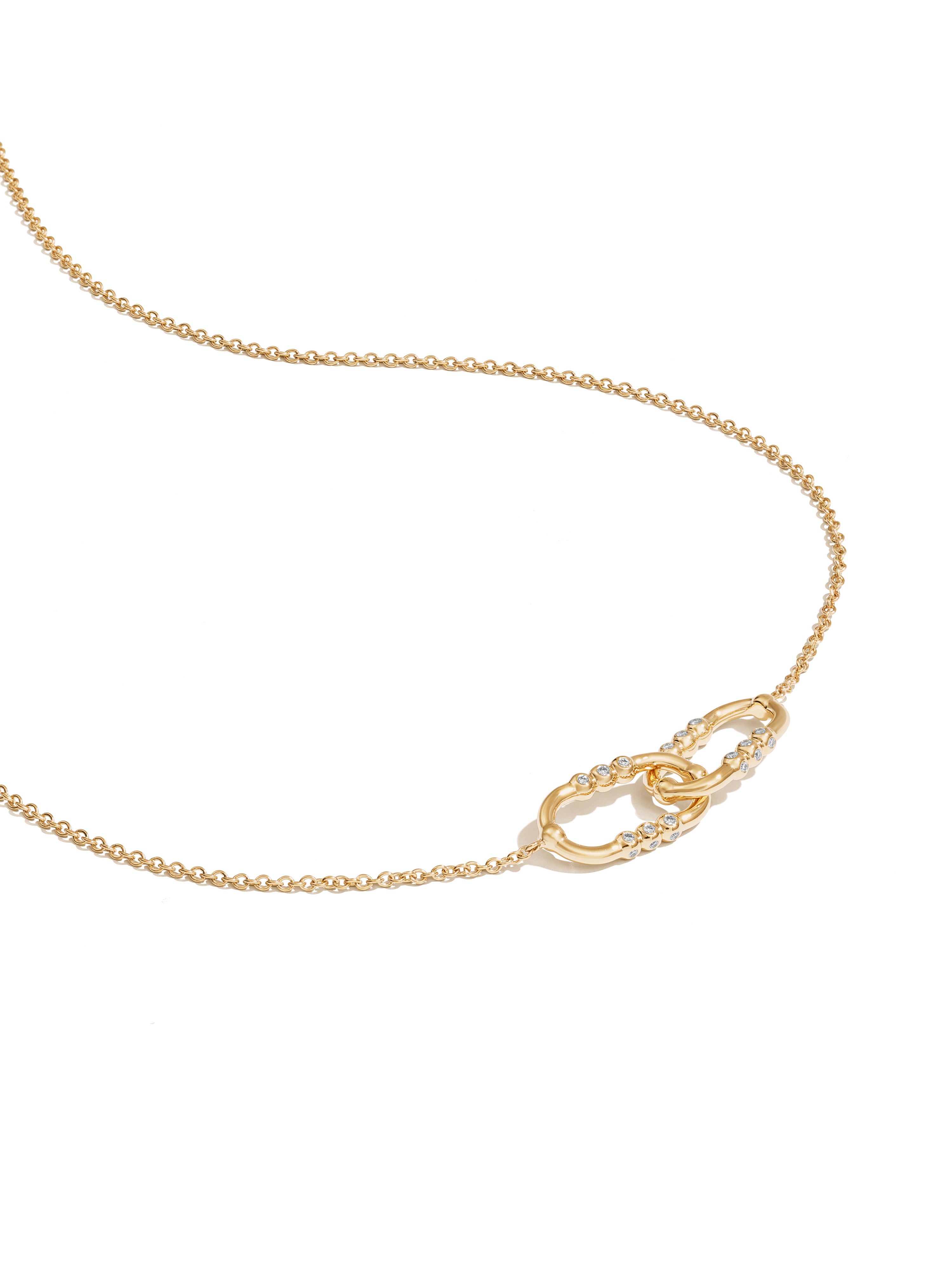 Markeli Twin Link Necklace in 18K yellow gold with diamonds, additional view, State Property Arcane collection
