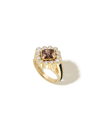 Sanssouci Bloom Whiskey Diamond Ring in 18K yellow gold with an asscher-cut whiskey diamond, State Property Gardens collection