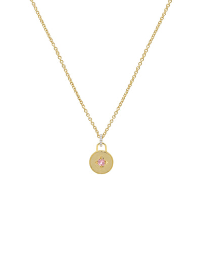 Drew Warisan Minor Pink Sapphire Pendant in 18K yellow gold with pink sapphire, alternate view, State Property Warisan collection