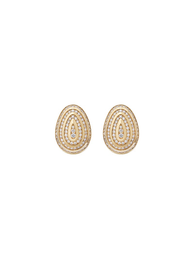 Cosmic Egg Diamond Orbit Earrings in 18K yellow gold with pavé diamonds, State Property The Story of Everything collection
