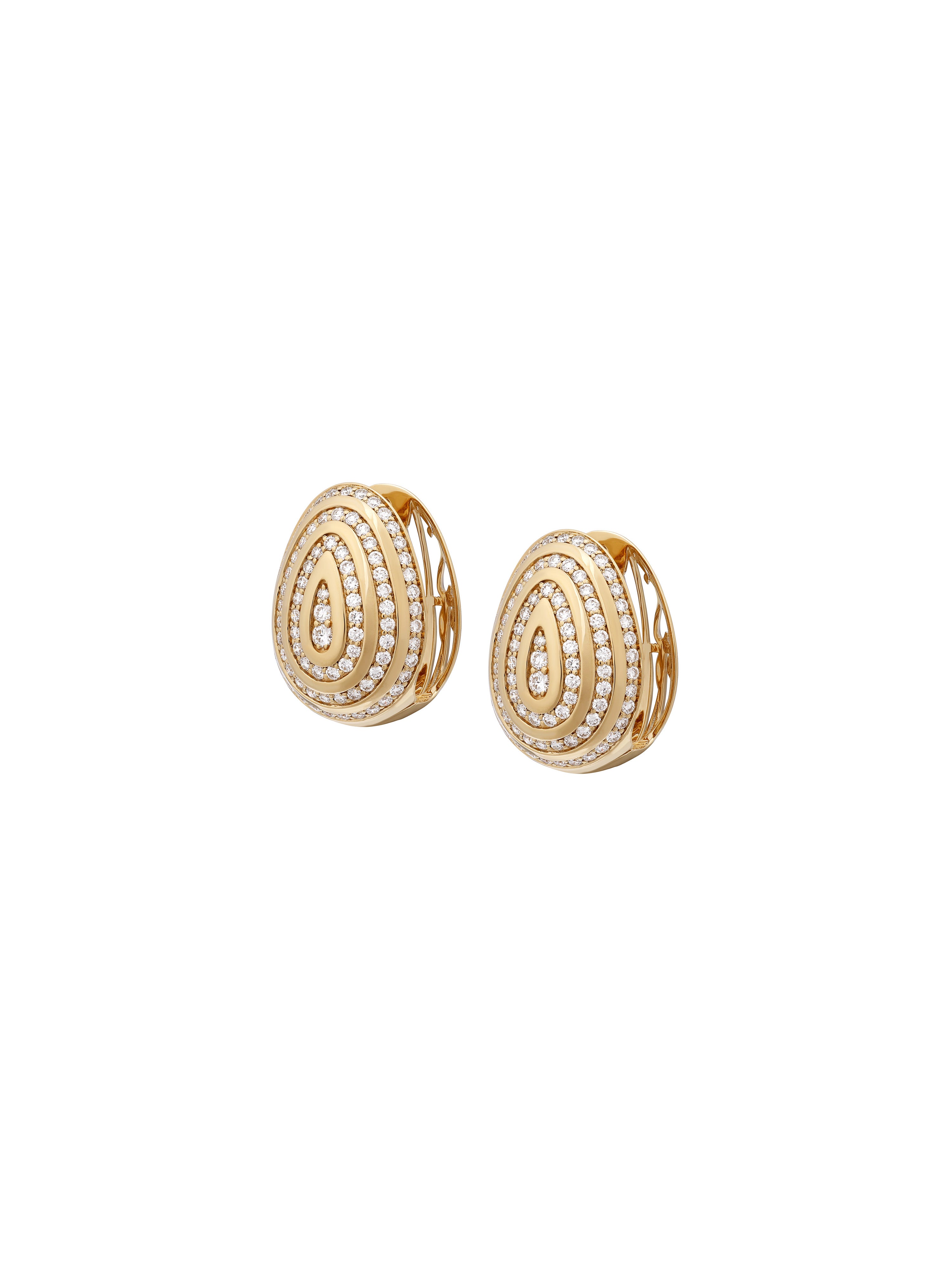 Cosmic Egg Diamond Orbit Earrings in 18K yellow gold with pavé diamonds, State Property The Story of Everything collection, additional view