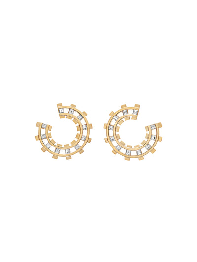 Railroad Diamond Loop Earrings