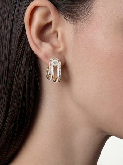 Dias Minor Double Hoop Bone White Earrings