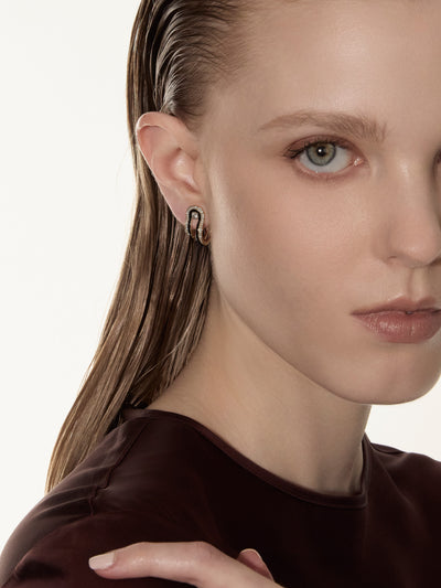 Dias Minor Double Hoop Jet Black Earrings