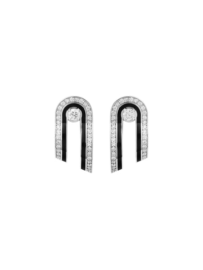 Dias Minor Double Hoop Jet Black Earrings