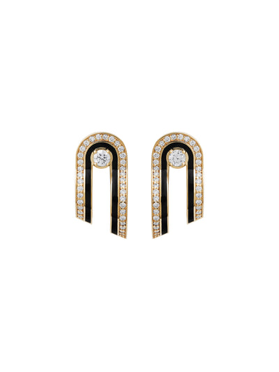 Dias Minor Double Hoop Jet Black Earrings