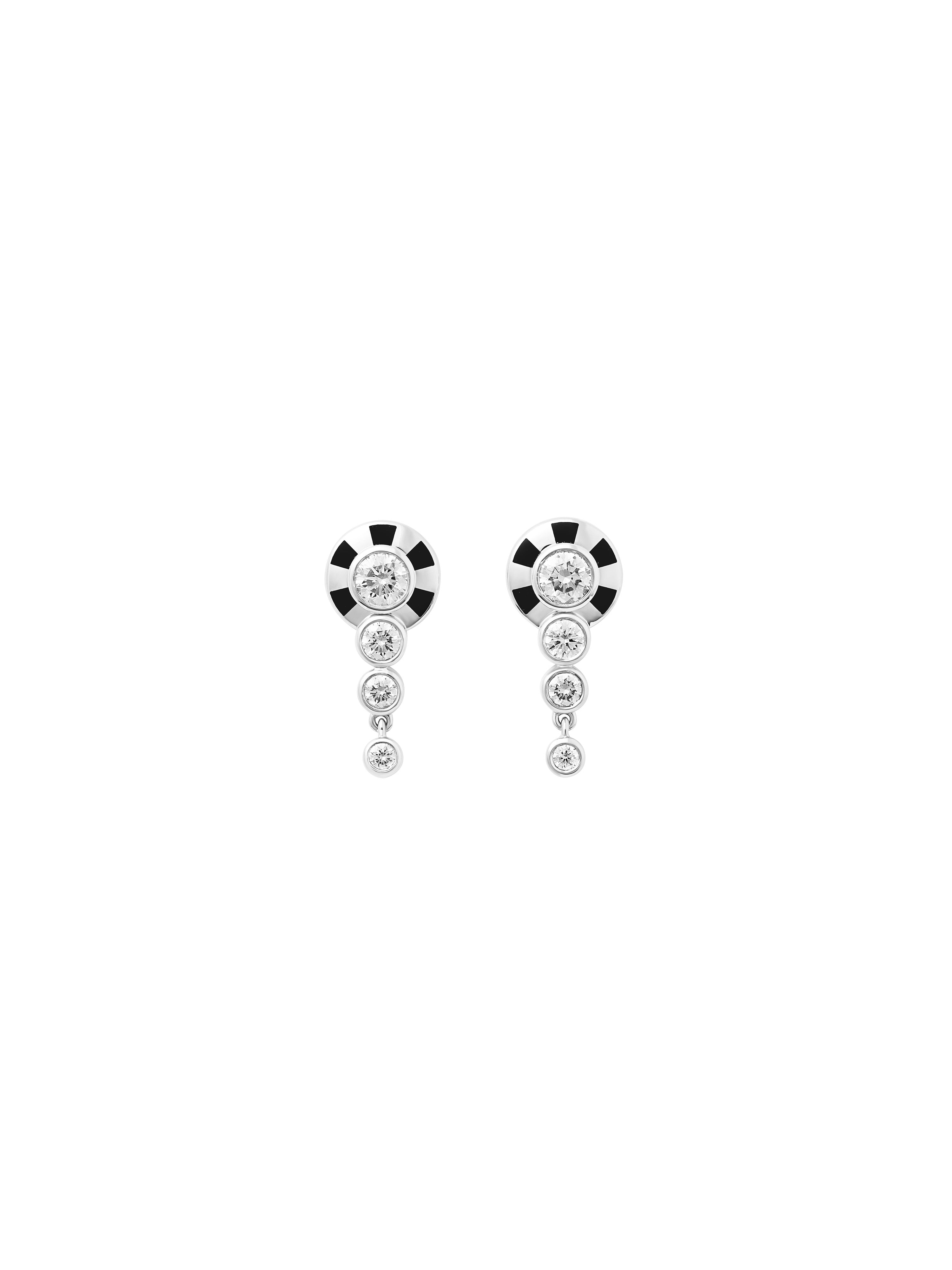 Lorenz Jet Black Fringe Earrings in 18K white gold with diamonds and jet black enamel, State Property Voyager collection