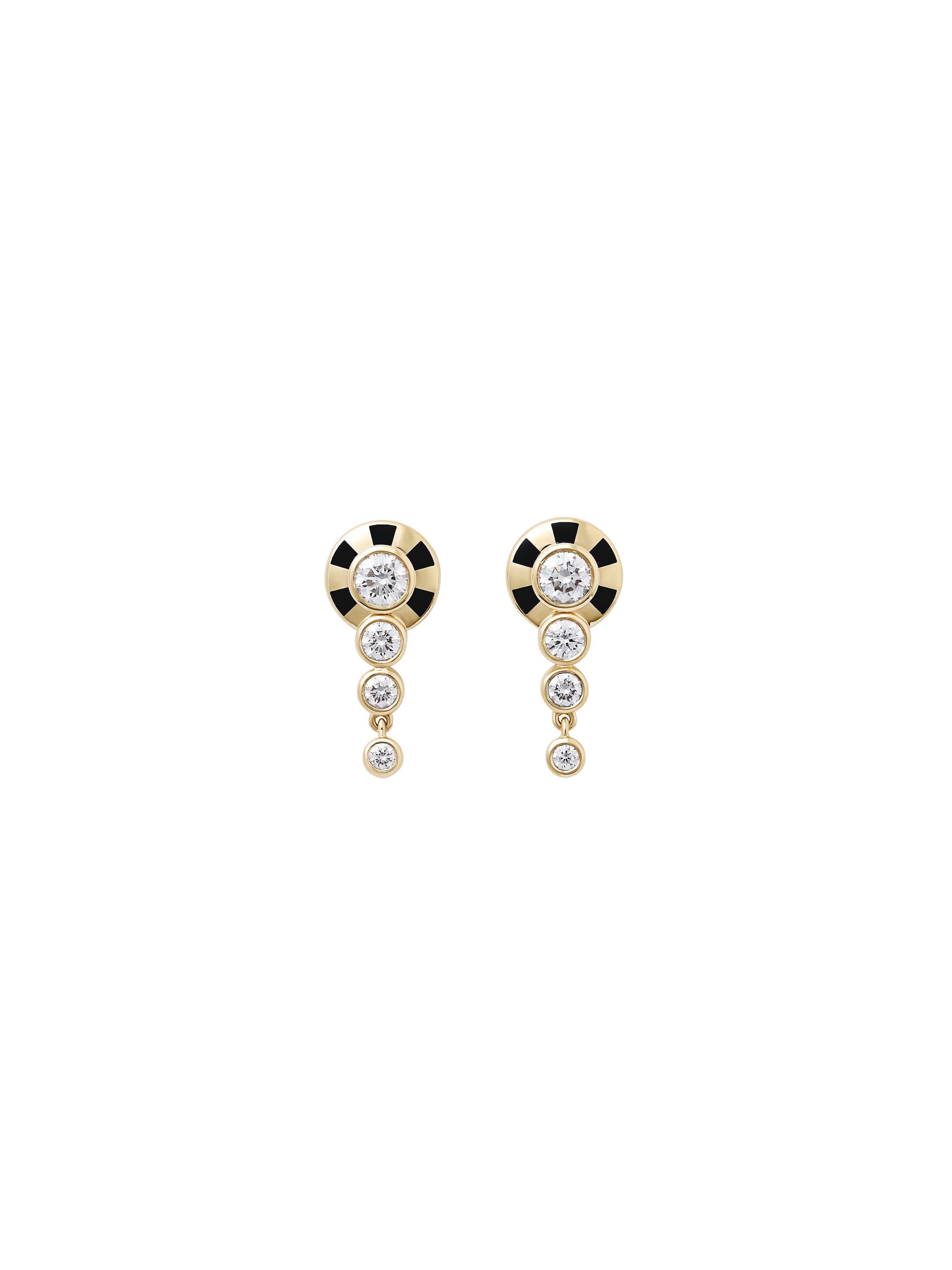 Lorenz Jet Black Fringe Earrings in 18K yellow gold with diamonds and jet black enamel, State Property Voyager collection
