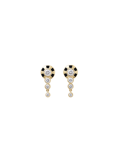 Lorenz Jet Black Fringe Earrings in 18K yellow gold with diamonds and jet black enamel, State Property Voyager collection