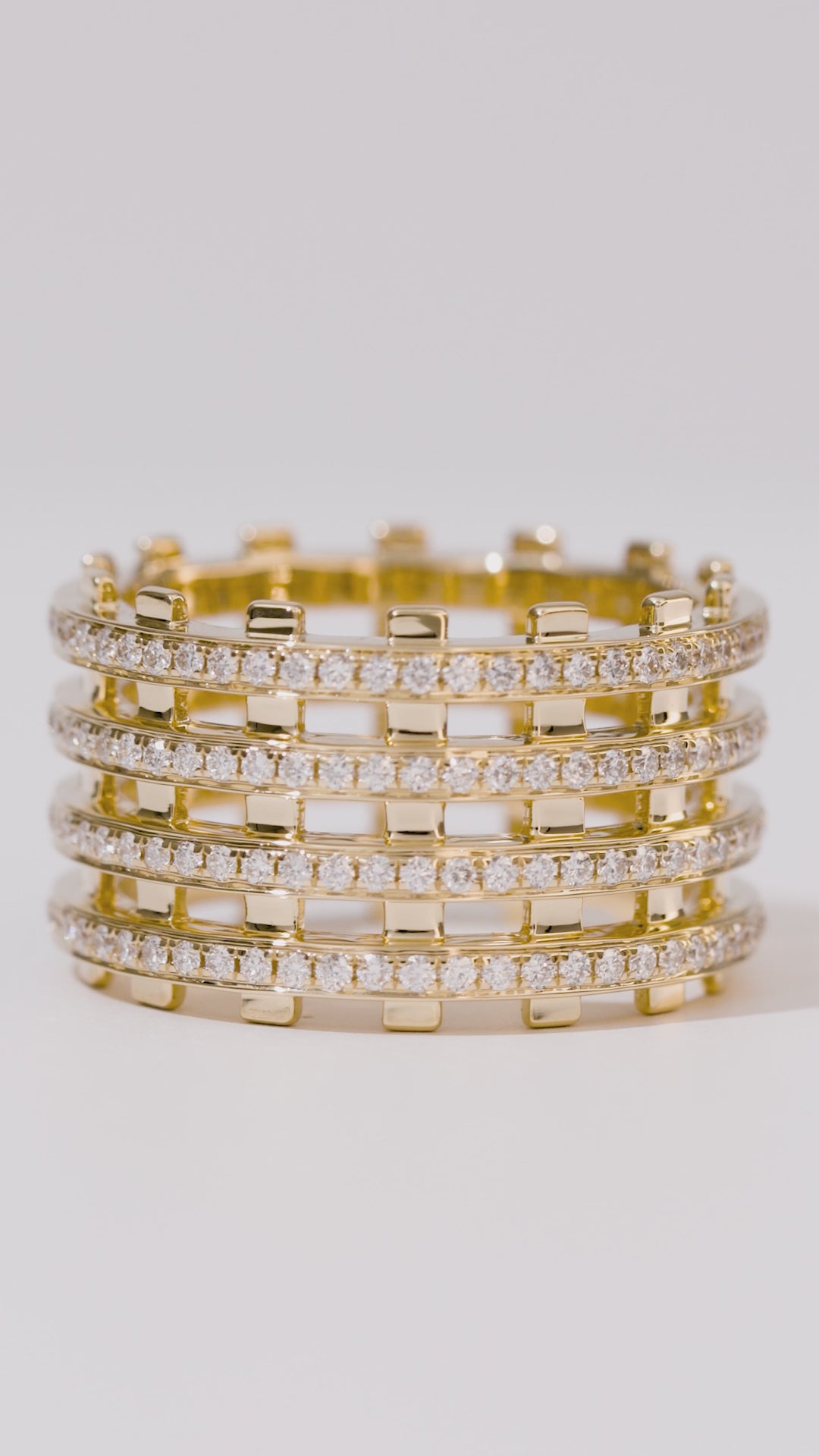 Load video: Railroad Twin Track Pavé Ring