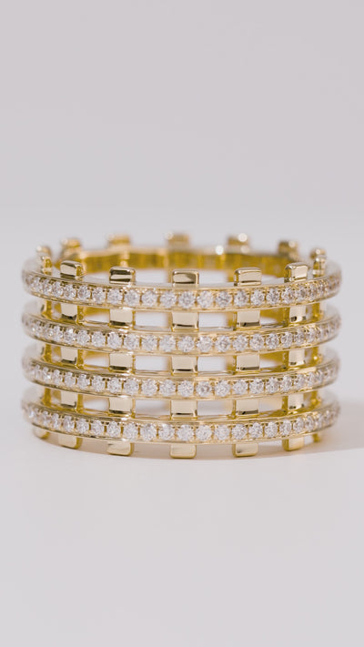 Railroad Twin Track Pavé Ring