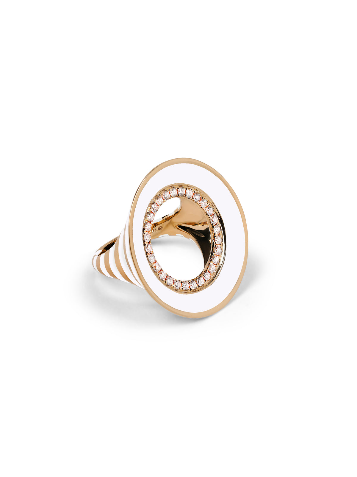 Reis Bone White Ring in 18K rose gold with bone white enamel, additional view, State Property Voyager collection