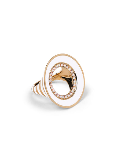Reis Bone White Ring in 18K rose gold with bone white enamel, additional view, State Property Voyager collection