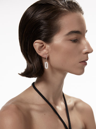 Battuta Bone White Pendant Drop Earrings